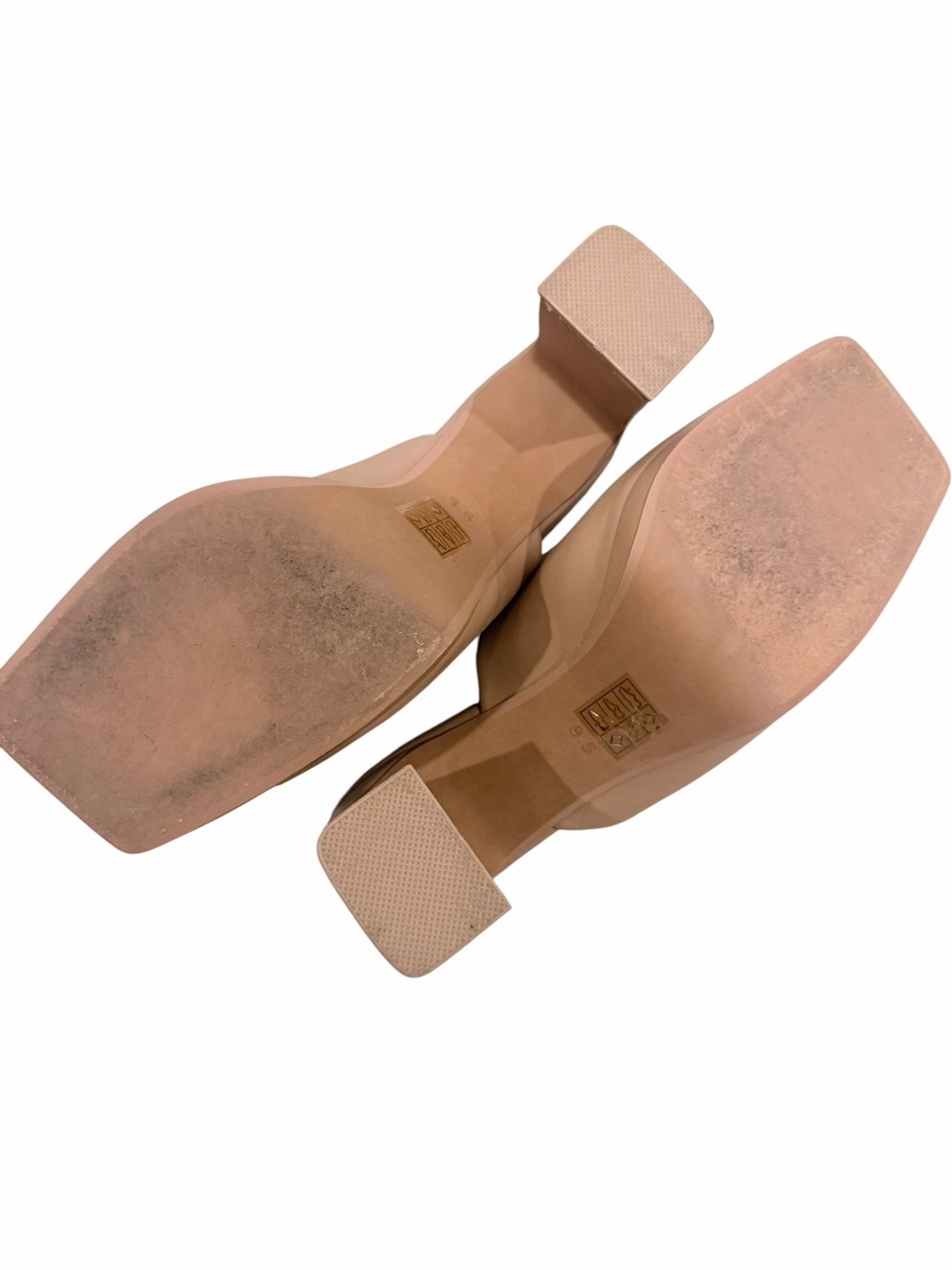 Jeffrey Campbell Blush Nude Leather Square-Toe Mules - Picture 4 of 5